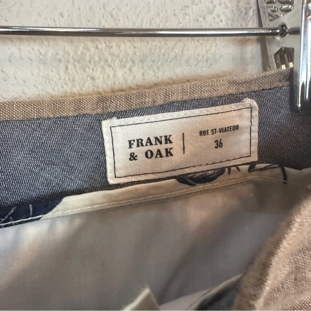 Frank & Oak Linen Tan‎ Straight Leg Pants Flat Front Men’s Sz 36 X 34